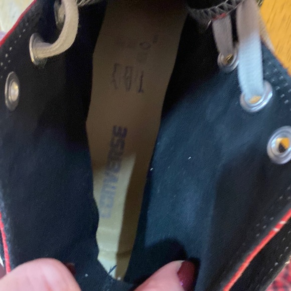 Men's Black and Red High-Top Canvas Sneakers - Picture 6 of 6